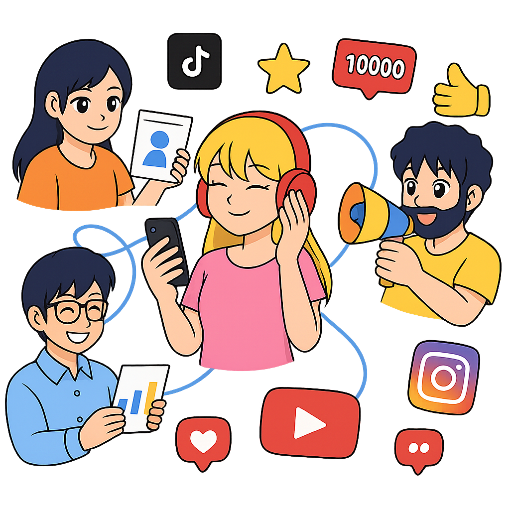 People connected across platforms